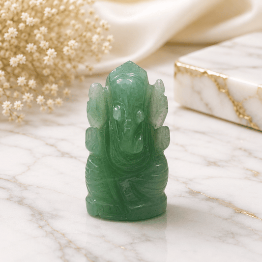 Lord Ganesh in Green Jade To Attract Wealth (Small Size)