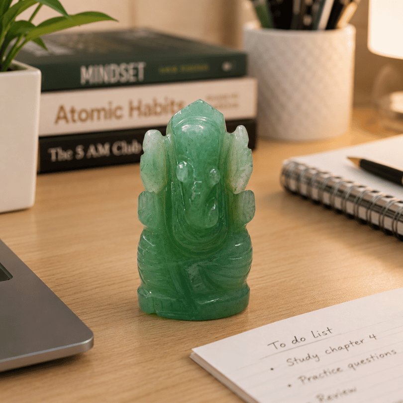 धन को आकर्षित करने के लिए हरे रंग के जेड में भगवान गणेश