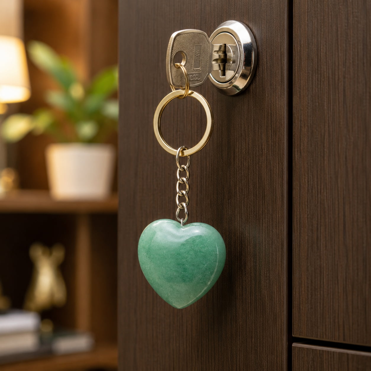 Green Aventurine Heart Keychain | Luck, Prosperity & Emotional Healing