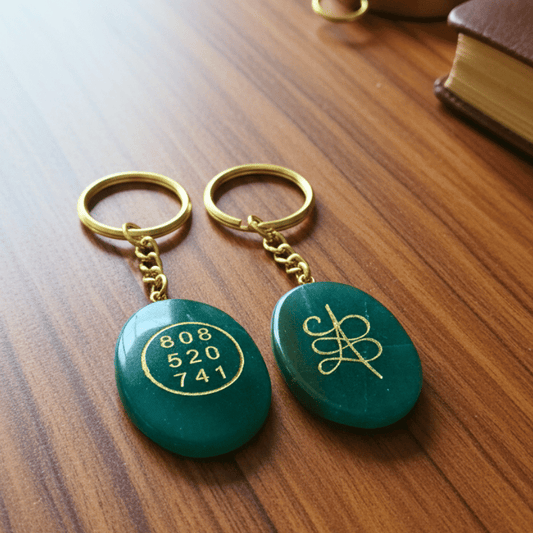 Green Aventurine Money Number Duo in Key Chain For Success