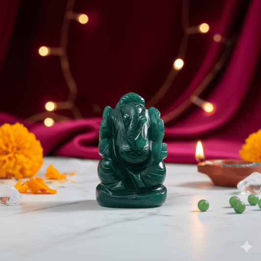 Lord Ganesh in Green Aventurine For Prosperity