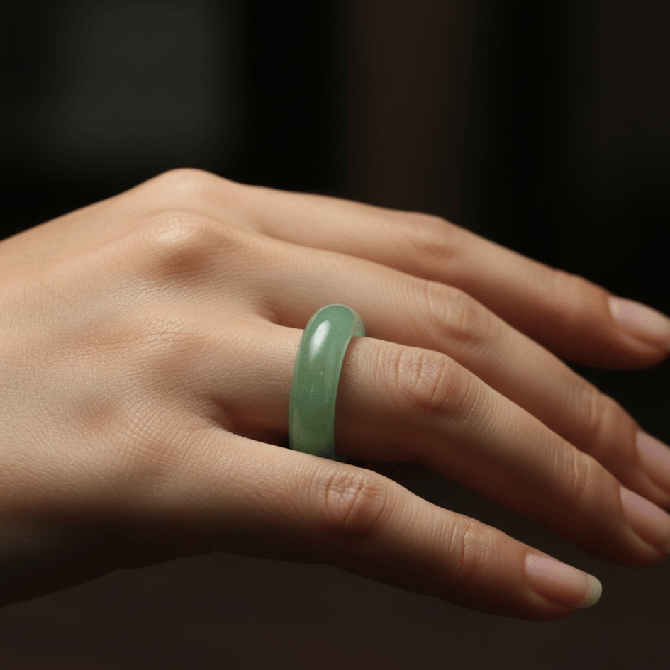 Natural Green Jade Crystal Ring – Good Luck, Prosperity, Healing & Emotional Balance