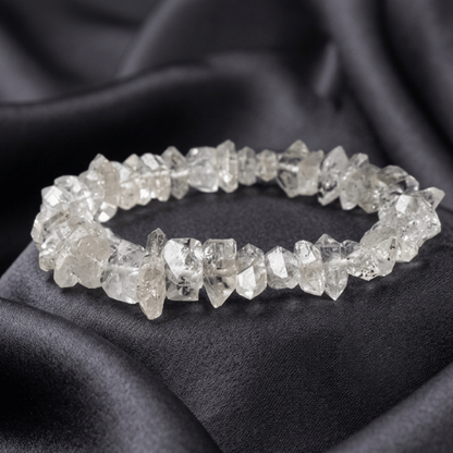 Crystal bracelet on a dark fabric background