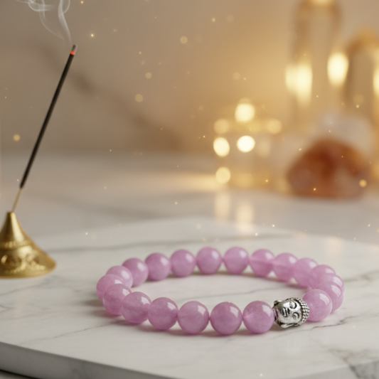 Authentic Kunzite gemstone bracelet for love, harmony, and inner peace