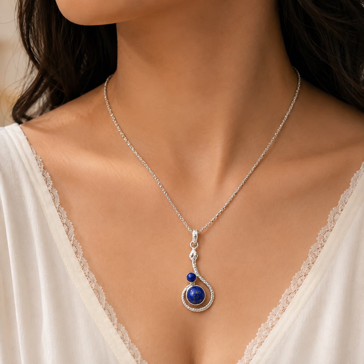 natural lapis lazuli healing pendant for wisdom, clarity and protection