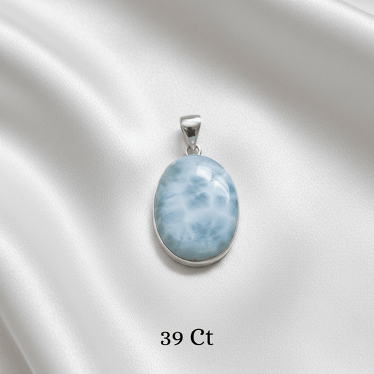 Premium Larimar Pendant in 925 Sterling Silver – AAA Quality • Rare Beauty