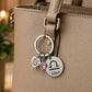 The Libra Keychain Zodiac Luck Charm with Pink Stone