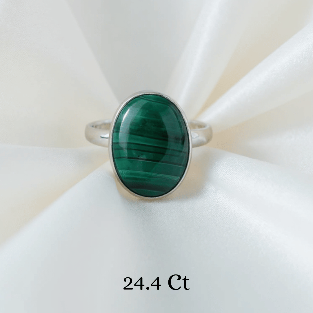 Natural Malachite gemstone ring for prosperity
