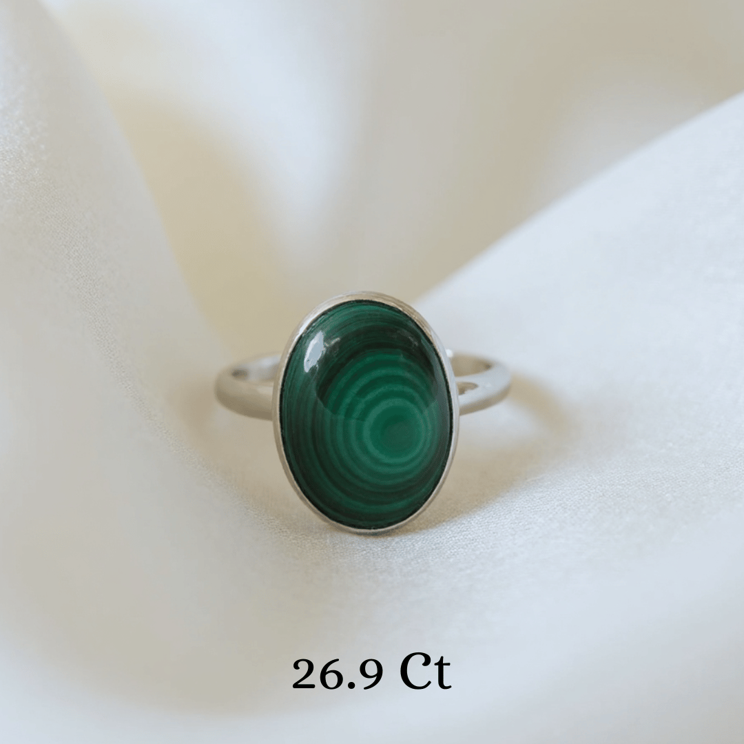 Natural Malachite gemstone ring for prosperity