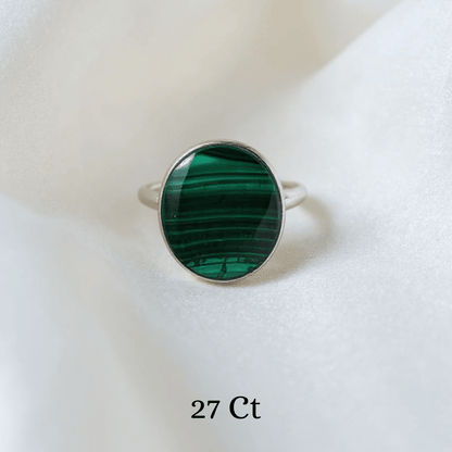 Natural Malachite gemstone ring for prosperity