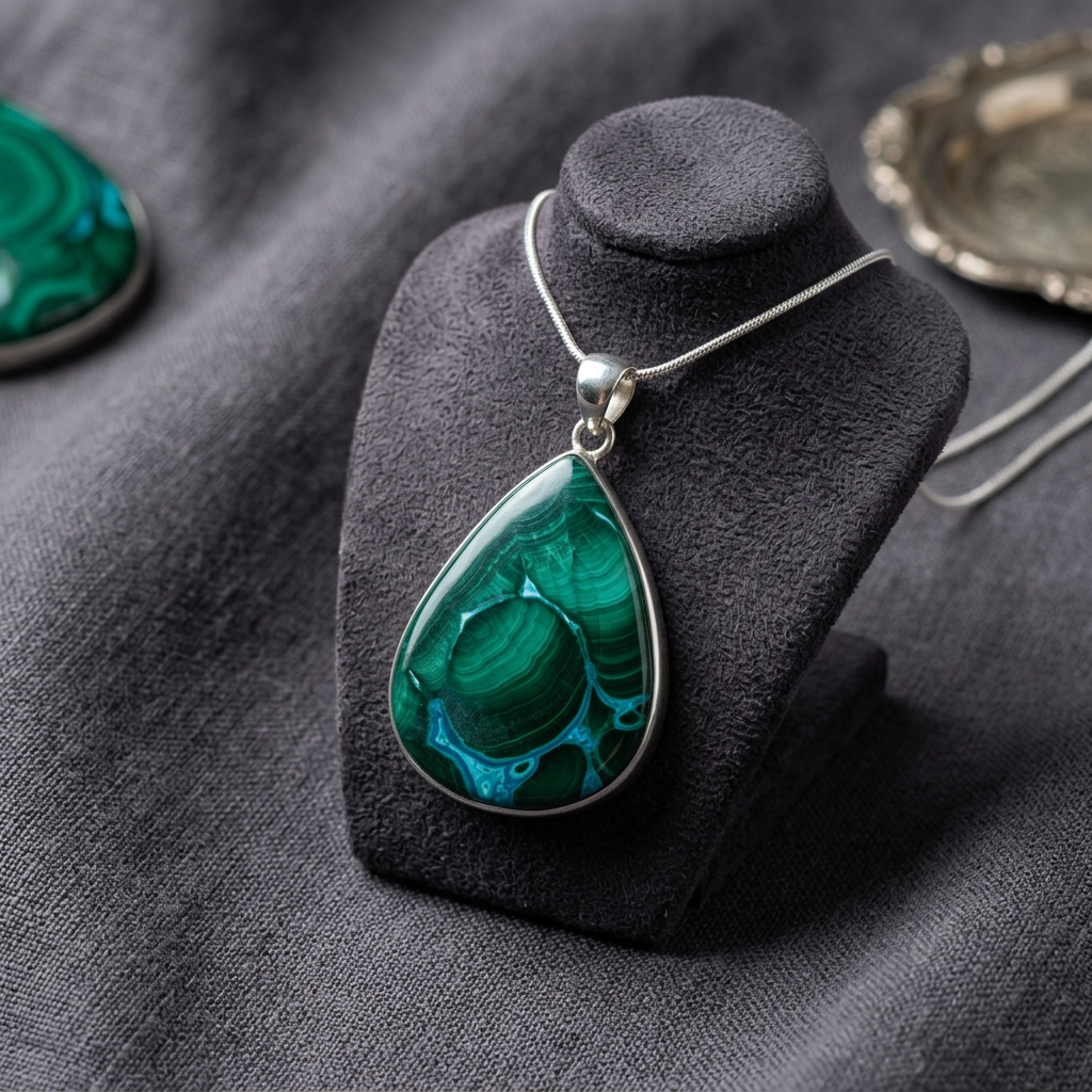 Malachite & Chrysocolla 925 Sterling Silver Pendant