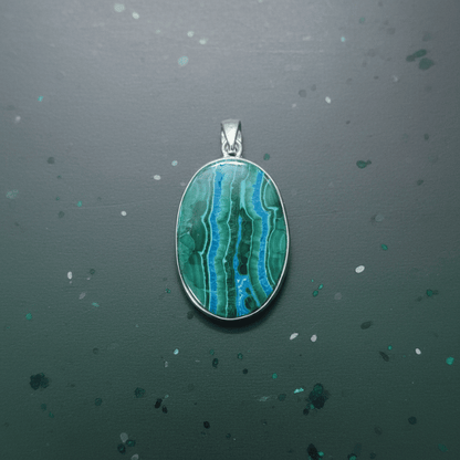 Malachite & Chrysocolla 925 Sterling Silver Pendant