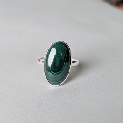 Authentic Malachite 925 silver ring for spiritual growth
