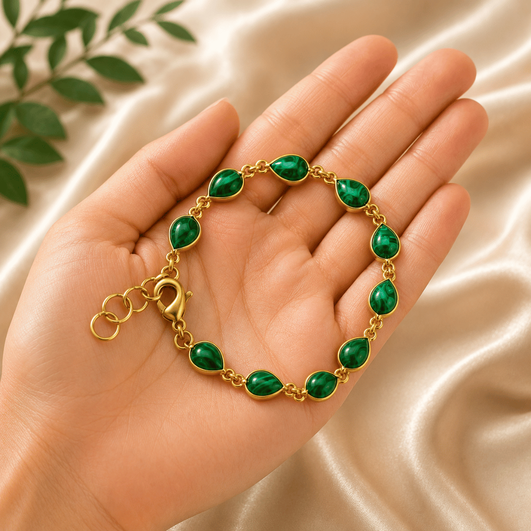 malachite brass bracelet for transformation and balance