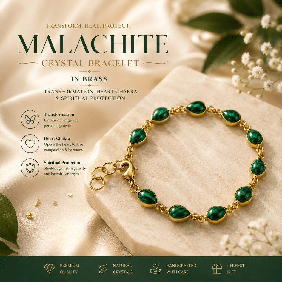 malachite brass bracelet for transformation and balance