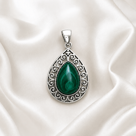 authentic malachite pendant for grounding and heart energy
