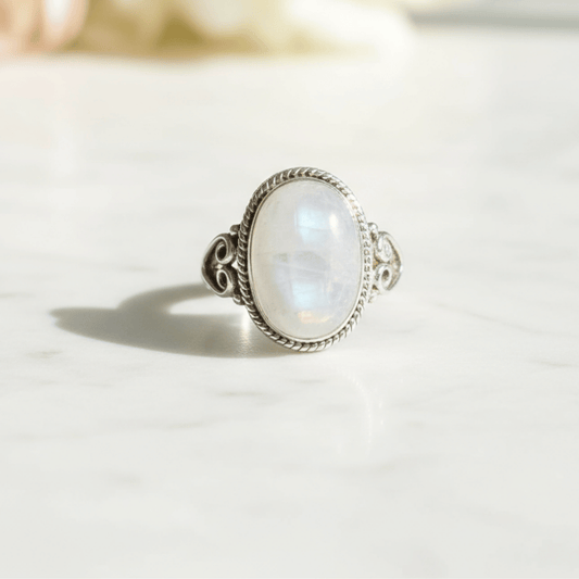 Authentic Moonstone gemstone ring for clarity and protection