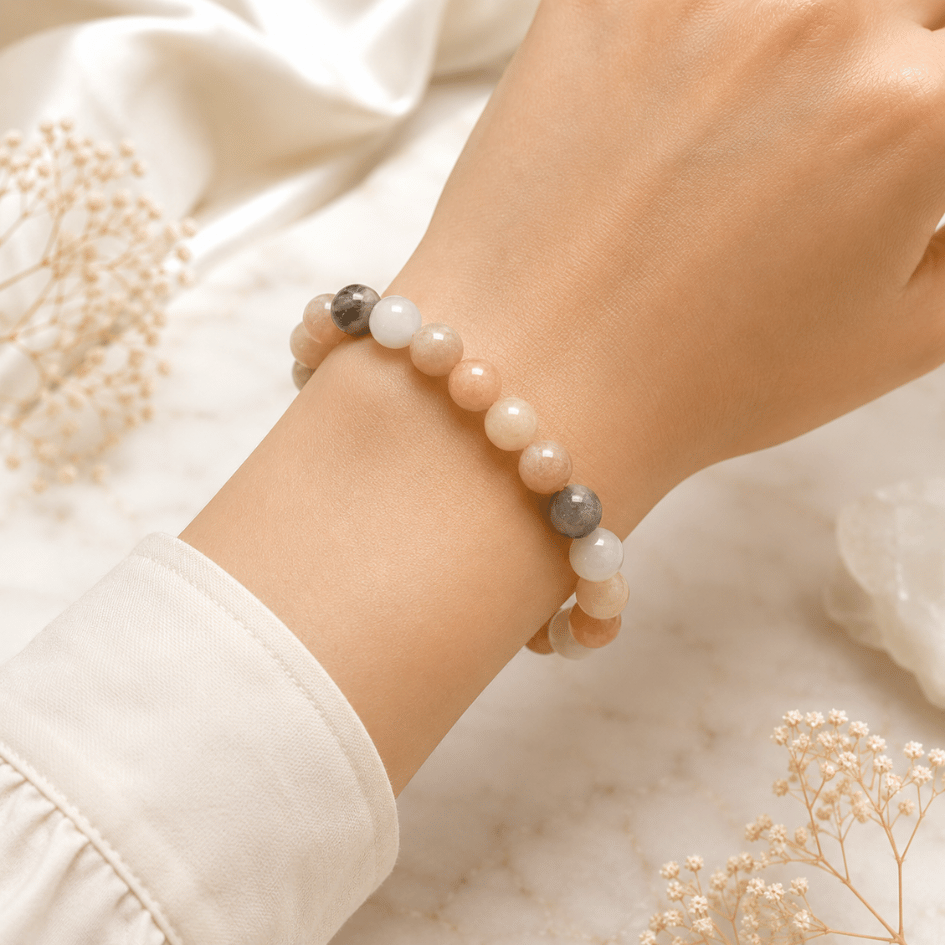 Multi-Moonstone Bracelet (10mm) For Feminine Energy & Emotional Healing