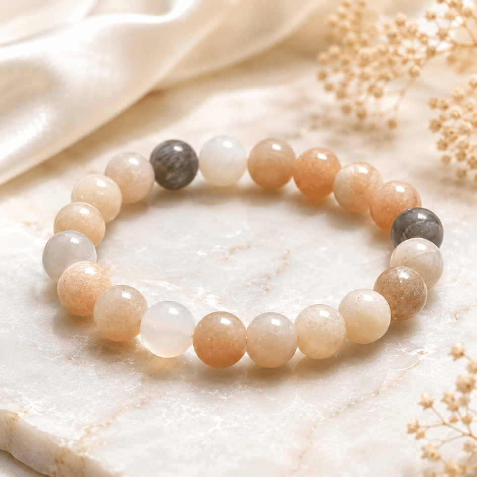 Multi-Moonstone Bracelet (10mm) For Feminine Energy & Emotional Healing