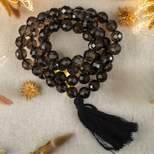 Smoky Quartz Diamond Cut Mala For Energizing and Grounding