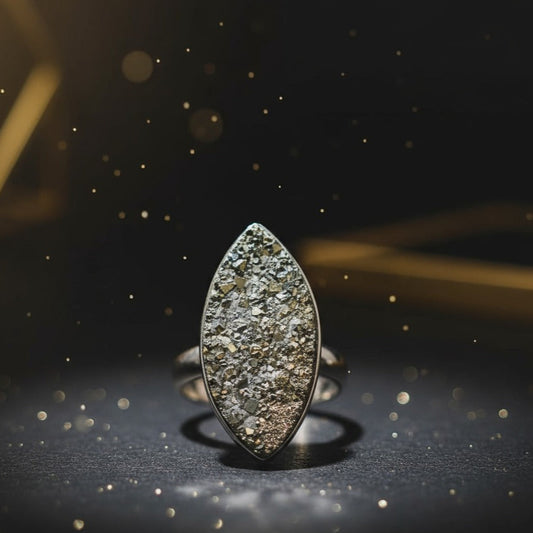 Authentic Pyrite ring for spiritual growth and good luck