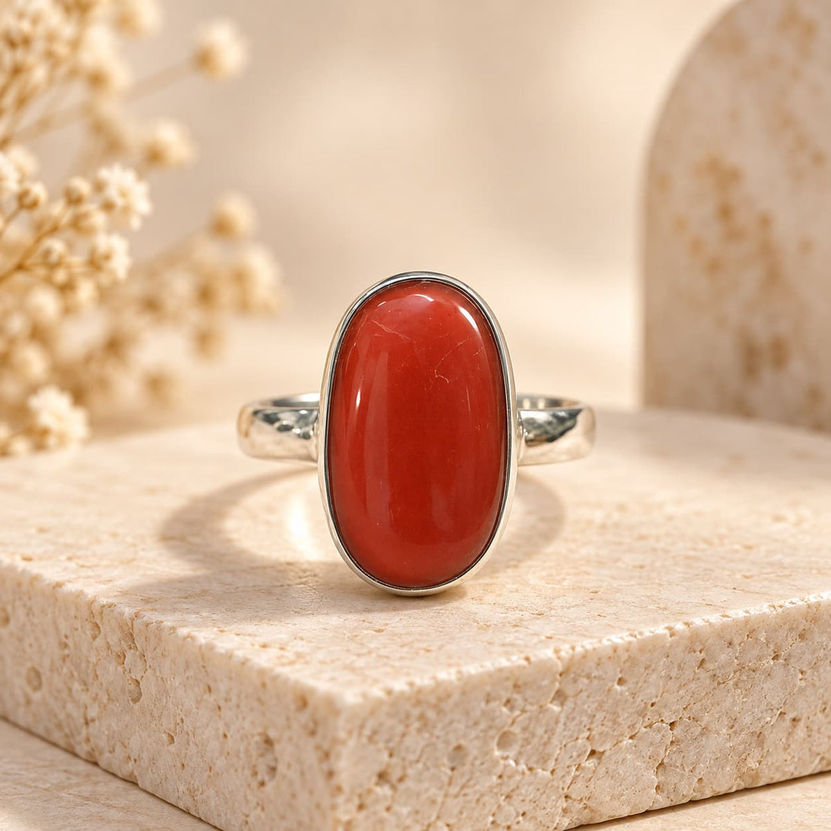Certified Red Coral Ring To Protects Against "Black Magic"