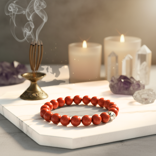 Natural Red Jasper gemstone bracelet for energy and courage