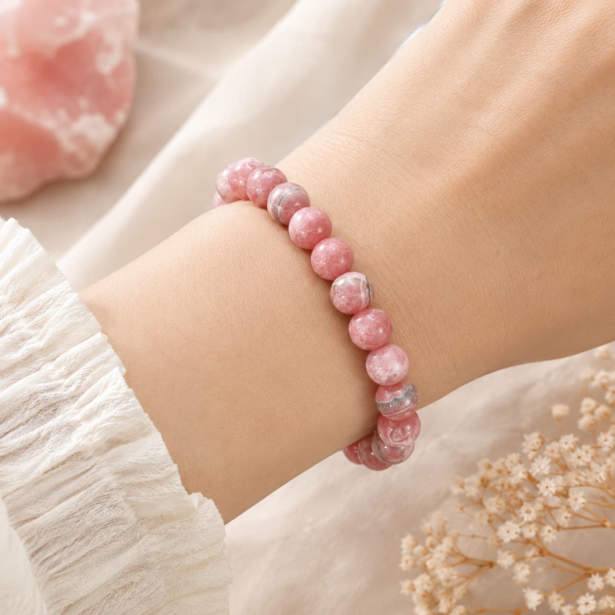 Rhodochrosite Bracelet For Clear Emotional Wounds From The Past-(10mm)