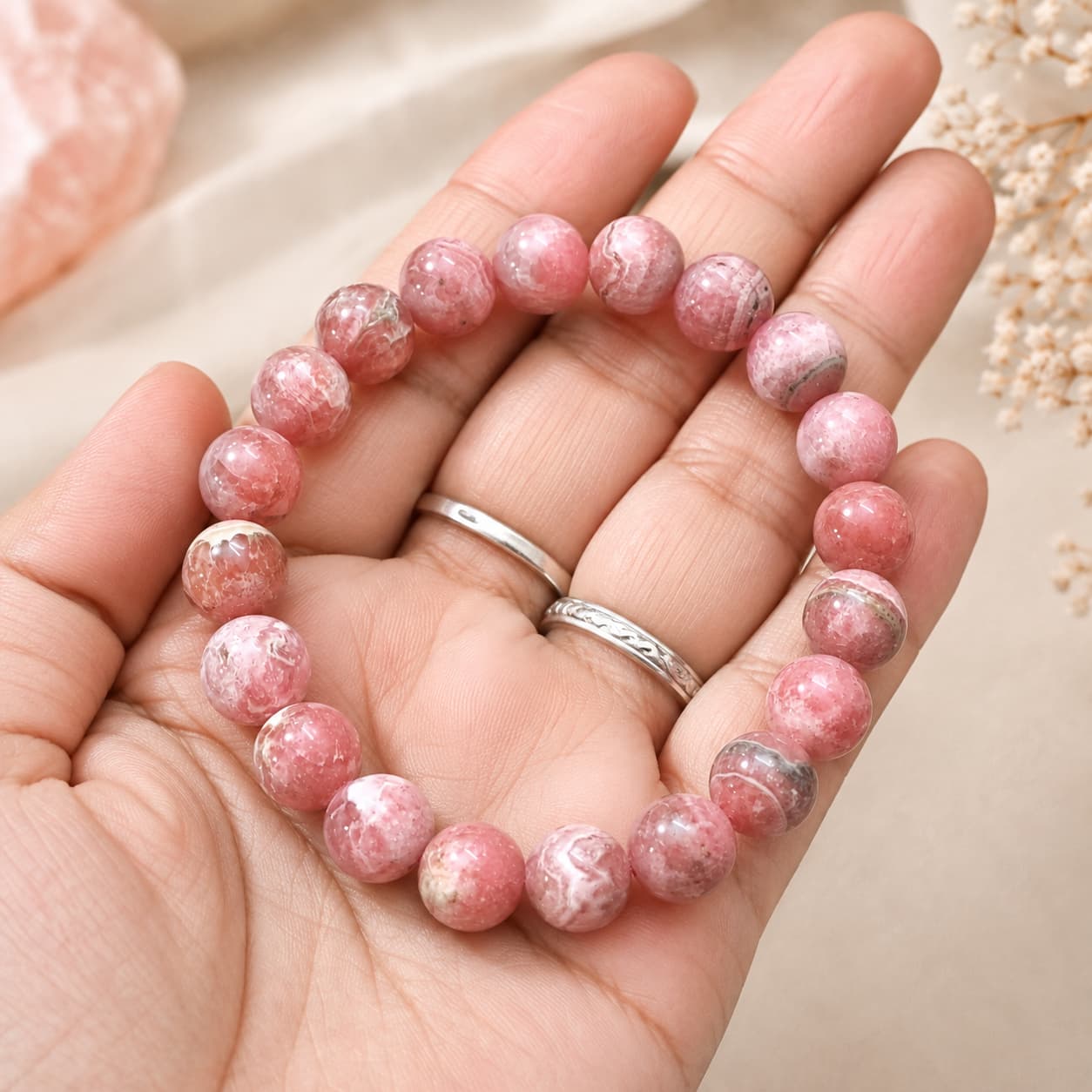 Rhodochrosite Bracelet For Clear Emotional Wounds From The Past-(10mm)