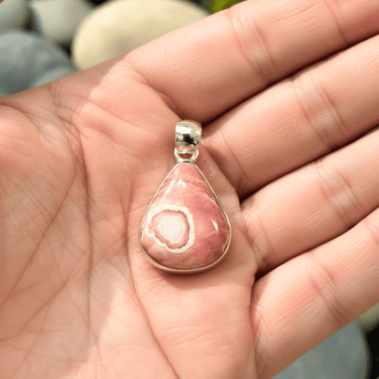 Rhodochrosite 925 Sterling Silver Pendant for Relationship Healing
