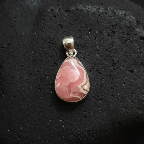 rhodochrosite silver pendant for love and emotional healing