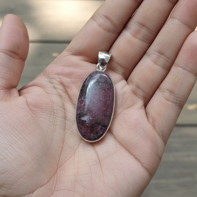 authentic rhodonite pendant for emotional harmony
