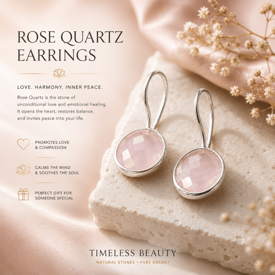 authentic rose quartz earrings for loving energy