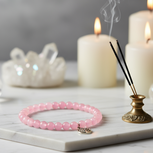 Rose Quartz bracelet for love, harmoRose Quartz bracelet for love, harmony, and emotional healing
