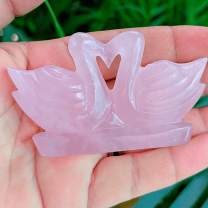 rose quartz duck pair for love and harmony