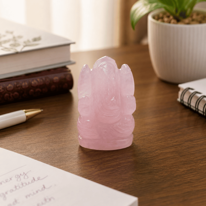 Rose Quartz Lord Ganesha (Small Size) – Love, Harmony & Emotional Healing