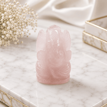 Rose Quartz Lord Ganesha (Small Size) – Love, Harmony & Emotional Healing