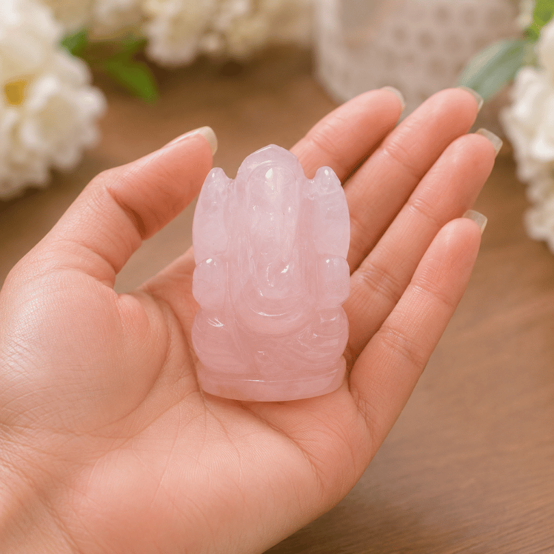 Rose Quartz Lord Ganesha (Small Size) – Love, Harmony & Emotional Healing