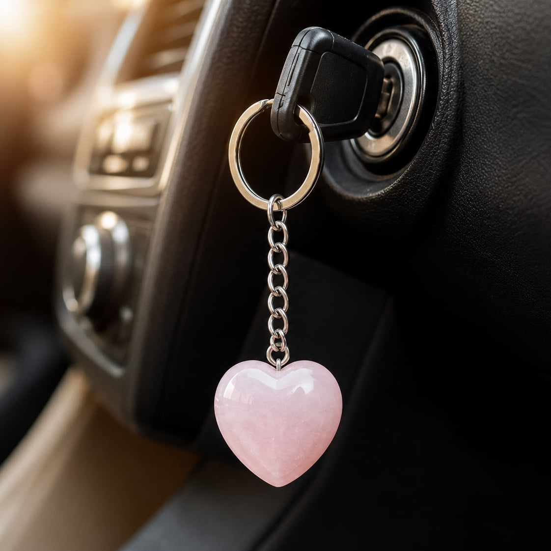 Rose Quartz Heart Keychain – Love, Healing & Emotional Connection