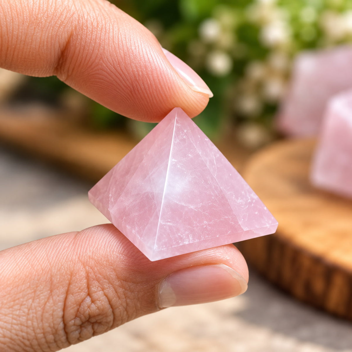 Rose Quartz Crystal Pyramid For Love, Self-Love and Heart Chakra Healing