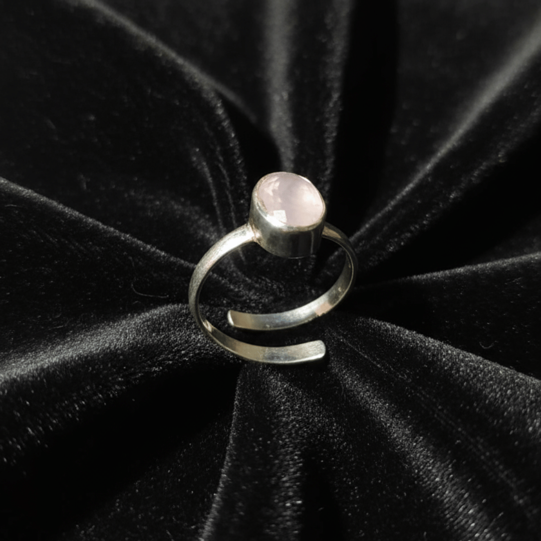 Rose Quartz 925 Silver Ring - For Stimulates Love Emotional Healing