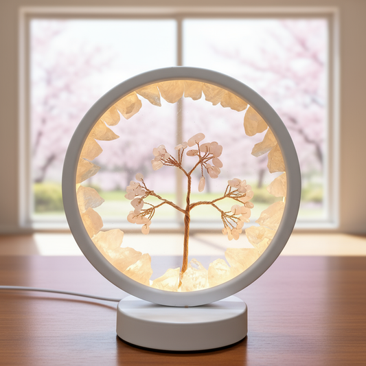 Natural Rose Quartz Lamp with Tree of Love