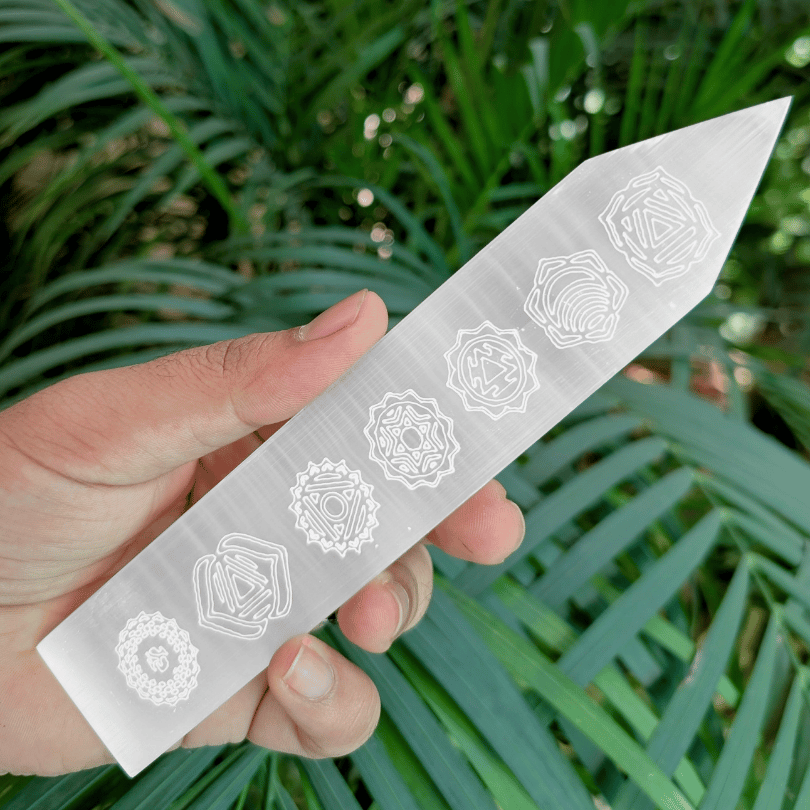 healing selenite stone stick for calm and balance