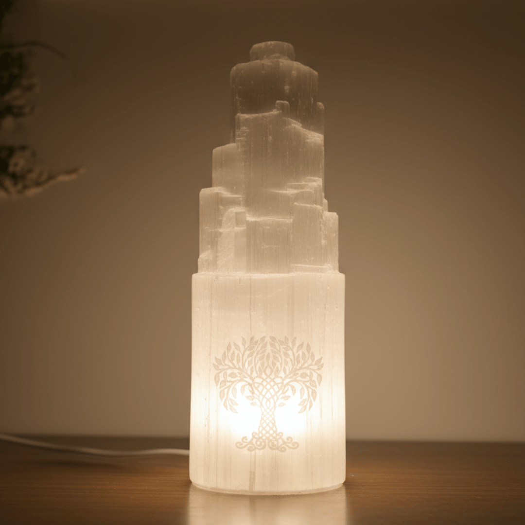 Selenite Lamp For Bedside or Work Table