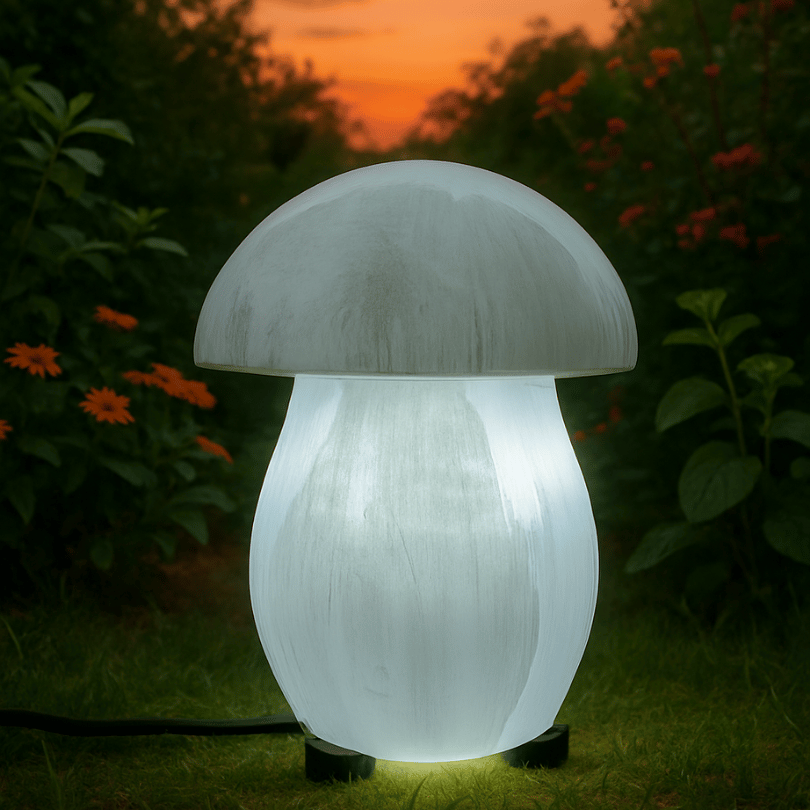 Selenite Mushroom Shape Lamp For Energy Cleansing, Calmness & Positive Vibes