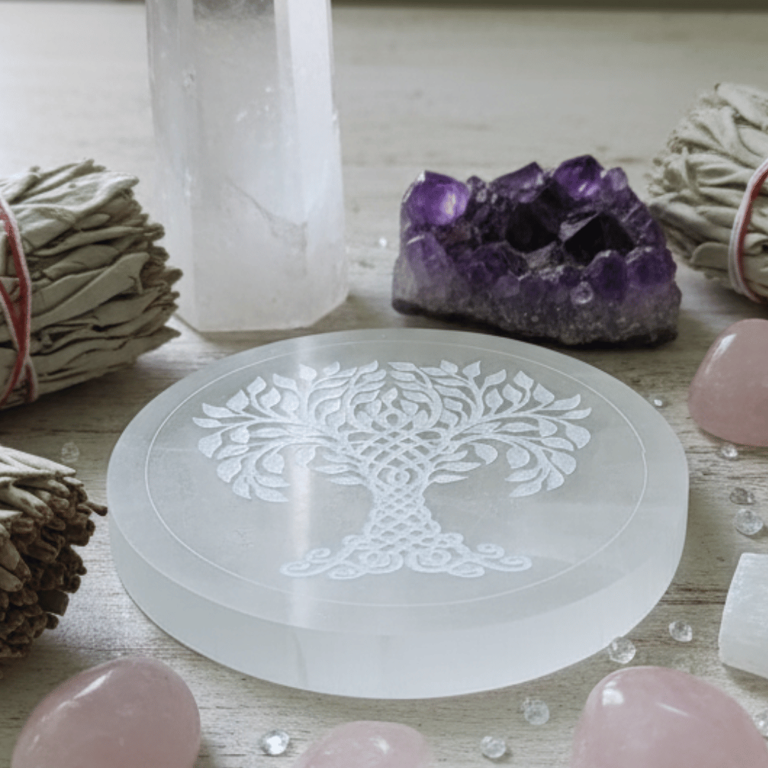 Selenite Export Quality Plate (10 cm) For Crystals Recharge