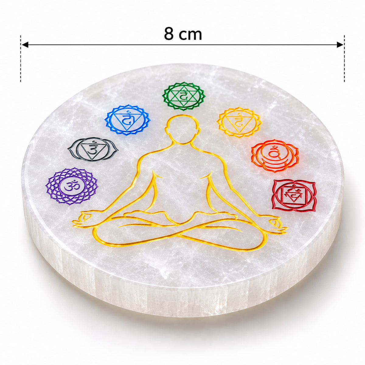 Selenite Plate with 7 Chakra (8 cm) - Crystals Recharge