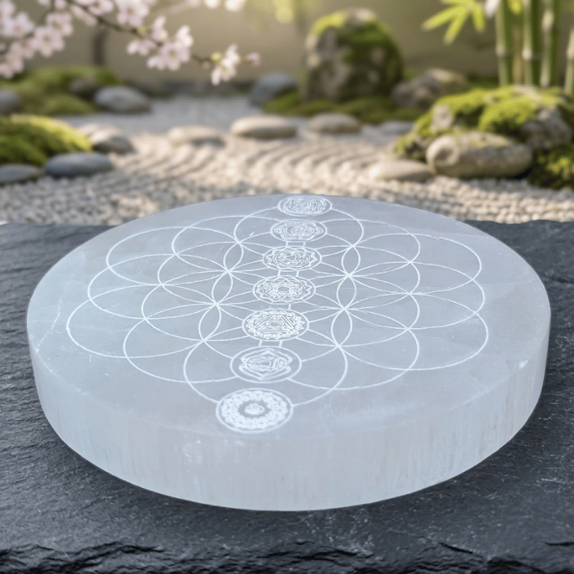 natural selenite crystal plate for energy purification