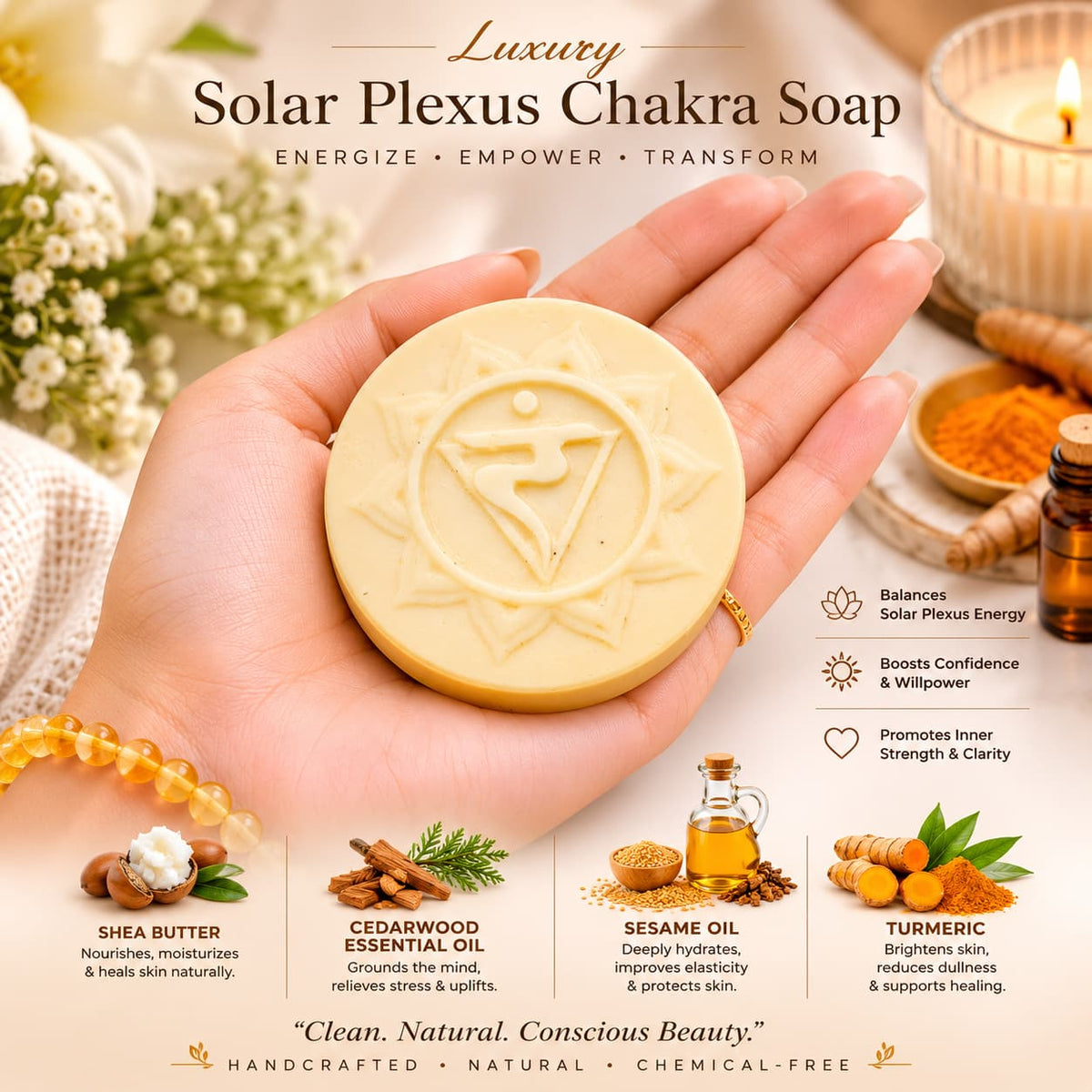 Solar Plexus Chakra Soap For Reducing Stress & Anxiety
