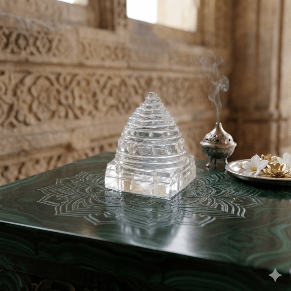 Sphatik (Clear Quartz) Sri Yantra For Good Luck